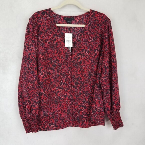 NEW Sanctuary Plus 1X Abstract Long sleeve Blouse Top Black/Red $89 - Picture 1 of 9